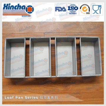 4 Strapped Aluminum Steel Mini Loaf Pan Set 1 1/2 lb.